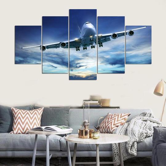 Boeing 747 - Aircraft 5 Panel Canvas Art Wall Decor Boeing 747 - Aircraft 5 Panel Canvas Art Wall Decor
