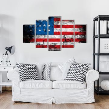 Bold America - Abstract 5 Panel Canvas Art Wall Decor Bold America - Abstract 5 Panel Canvas Art Wall Decor
