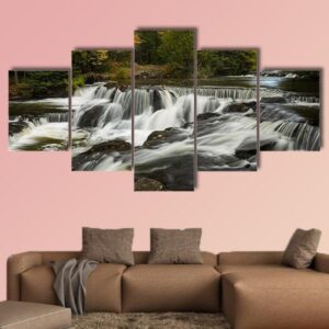 Bond Upper Falls In Autumn - Nature 5 Panel Canvas Art Wall Decor