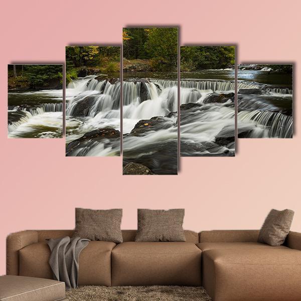 Bond Upper Falls In Autumn - Nature 5 Panel Canvas Art Wall Decor Bond Upper Falls In Autumn - Nature 5 Panel Canvas Art Wall Decor