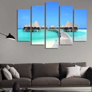 Bora Bora Hotel - Nature 5 Panel Canvas Art Wall Decor
