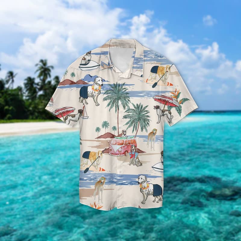 Borzoi Beach Hawaiian Shirt Borzoi Beach Hawaiian Shirt