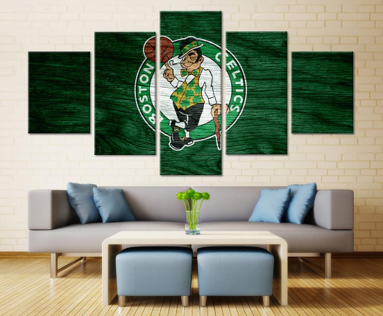 Boston Celtics Team Basketball - Sport 5 Panel Canvas Art Wall Decor Boston Celtics Team Basketball - Sport 5 Panel Canvas Art Wall Decor