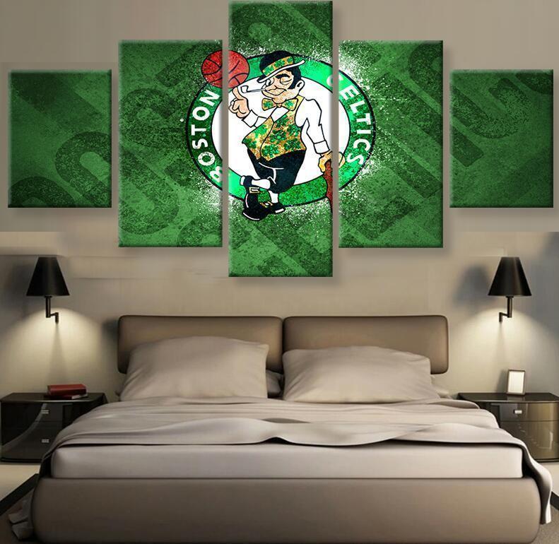 Boston Celtics Team Logo Poster 2 NBA Basketball - 5 Panel Canvas Art Wall Decor Boston Celtics Team Logo Poster 2 NBA Basketball - 5 Panel Canvas Art Wall Decor