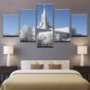 Bountiful White Utah Temple - Nature 5 Panel Canvas Art Wall Decor
