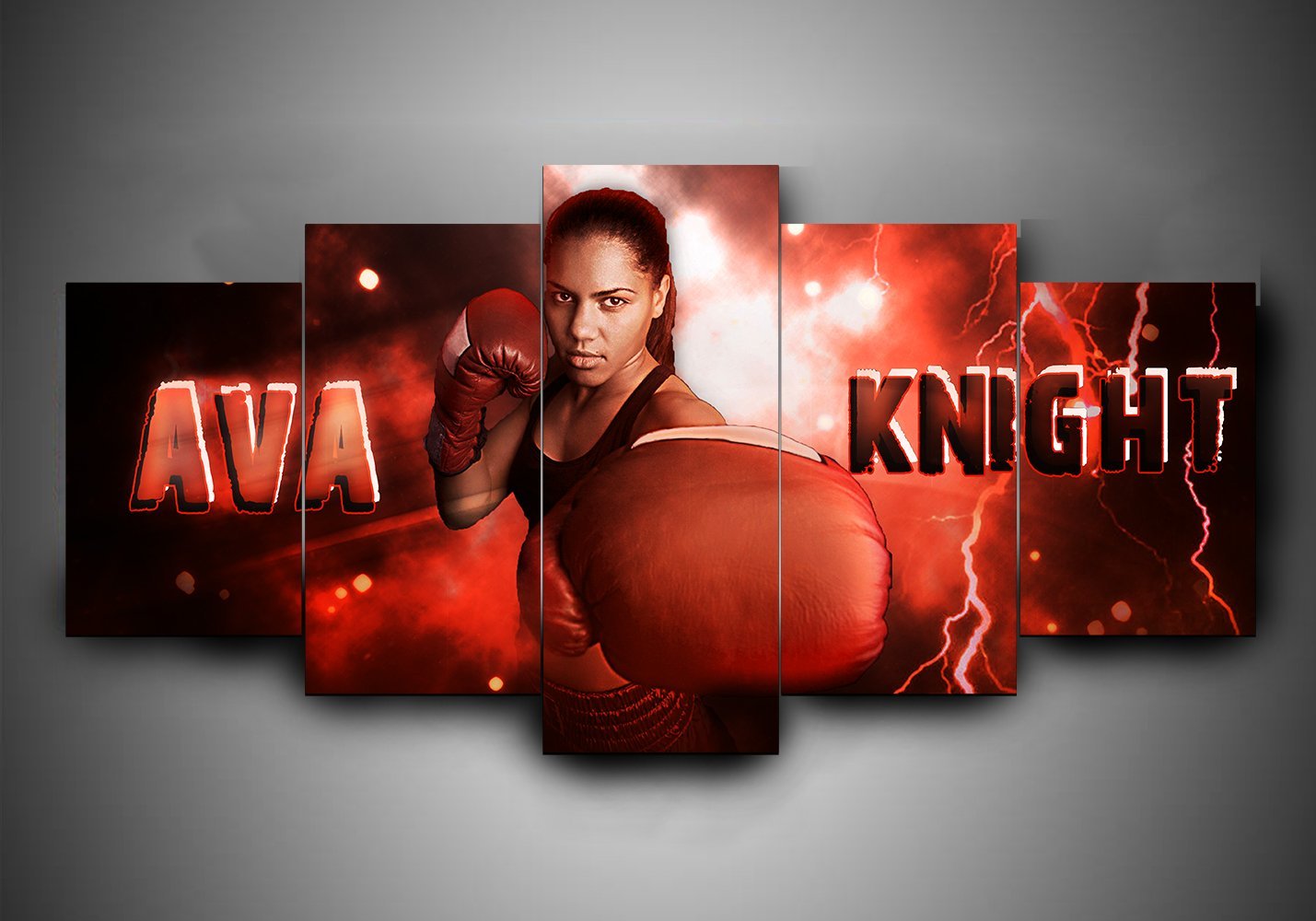 Boxing - Ava Knight - Sport 5 Panel Canvas Art Wall Decor Boxing - Ava Knight - Sport 5 Panel Canvas Art Wall Decor