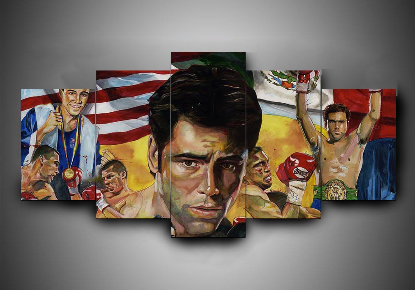 Boxing - Oscar De La Hoya - Sport 5 Panel Canvas Art Wall Decor Boxing - Oscar De La Hoya - Sport 5 Panel Canvas Art Wall Decor