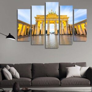 Brandenburger Tor Brandenburg Gate In Berlin Germany At Dusk - Nature 5 Panel Canvas Art Wall Decor