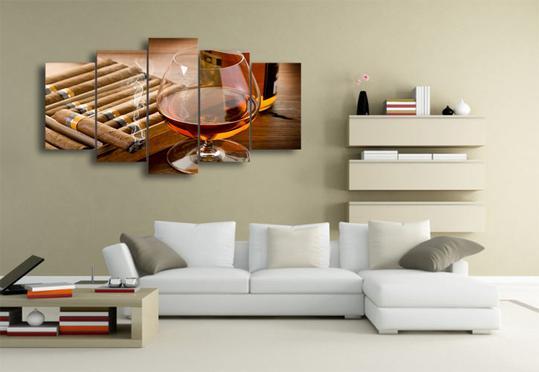 Brandy And Cigars - Abstract 5 Panel Canvas Art Wall Decor Brandy And Cigars - Abstract 5 Panel Canvas Art Wall Decor