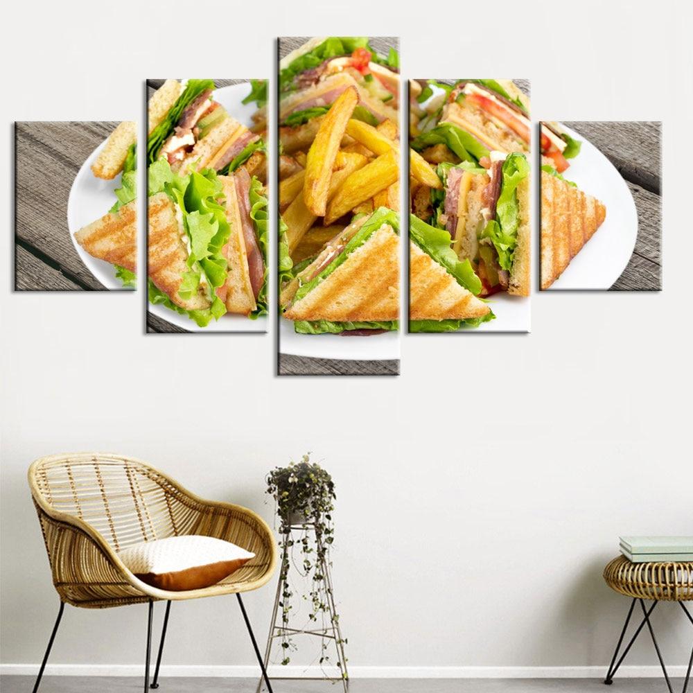 Bread Snacks 1 - Kitchen 5 Panel Canvas Art Wall Decor Bread Snacks 1 - Kitchen 5 Panel Canvas Art Wall Decor