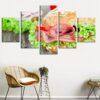 Bread Snacks 2 - Kitchen 5 Panel Canvas Art Wall Decor