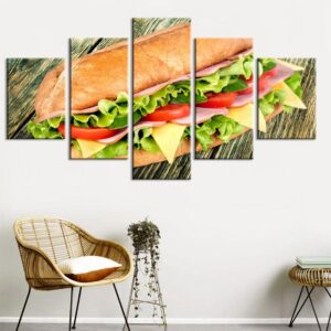 Bread Snacks 3 - Kitchen 5 Panel Canvas Art Wall Decor