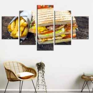 Bread Snacks 4 - Kitchen 5 Panel Canvas Art Wall Decor