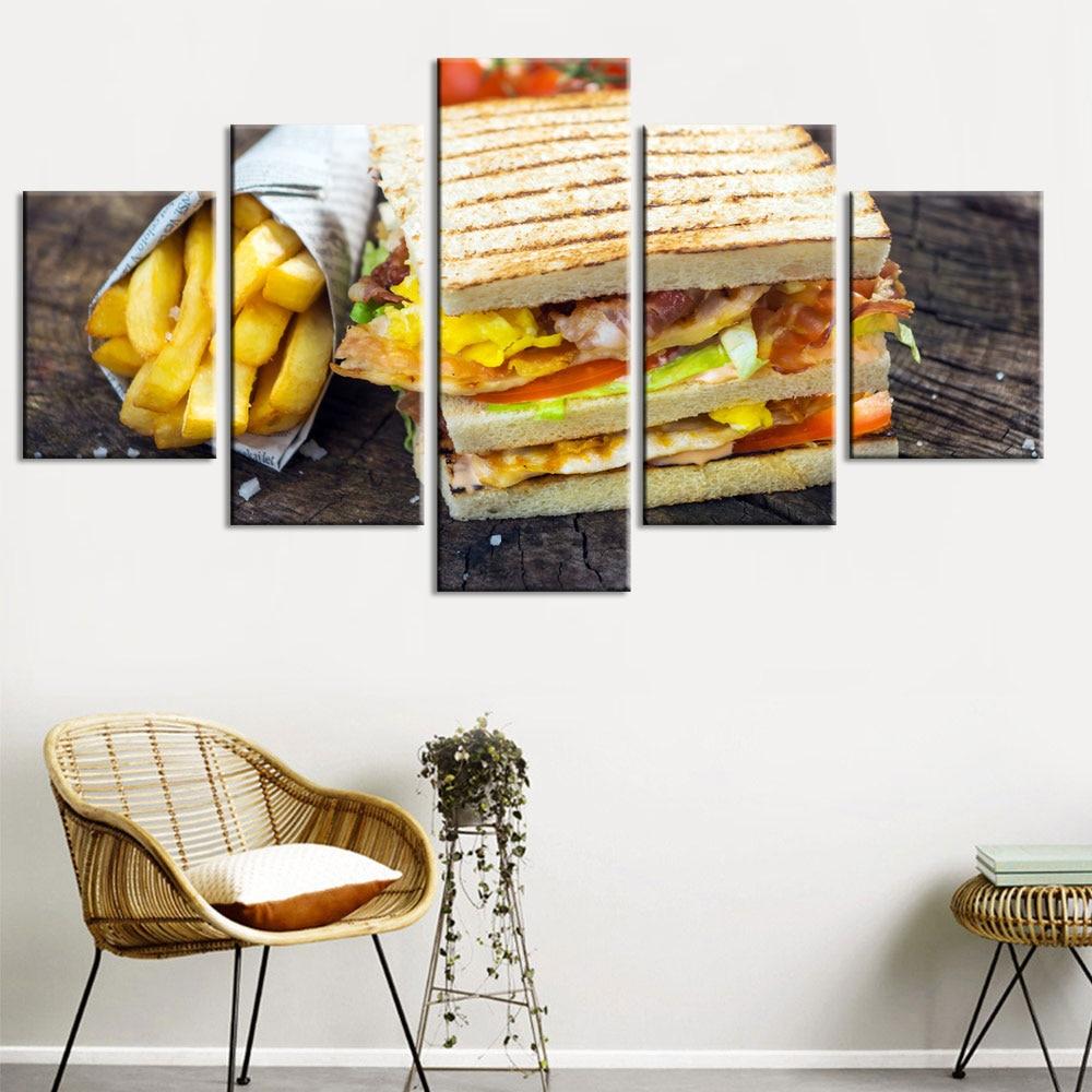 Bread Snacks 4 - Kitchen 5 Panel Canvas Art Wall Decor Bread Snacks 4 - Kitchen 5 Panel Canvas Art Wall Decor