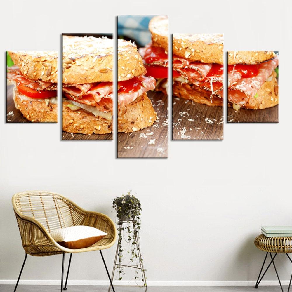 Bread Snacks 5 - Kitchen 5 Panel Canvas Art Wall Decor Bread Snacks 5 - Kitchen 5 Panel Canvas Art Wall Decor