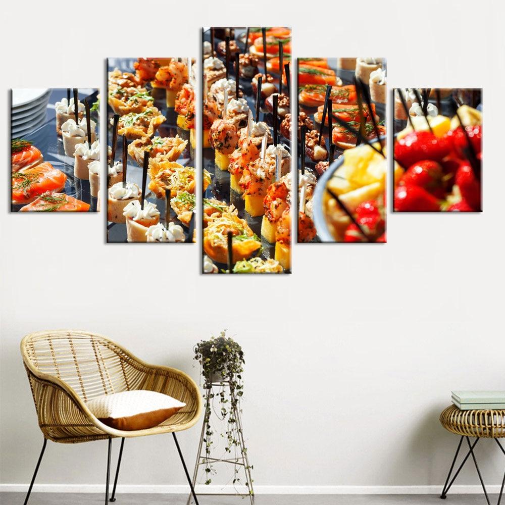 Bread Snacks - Kitchen 5 Panel Canvas Art Wall Decor Bread Snacks - Kitchen 5 Panel Canvas Art Wall Decor