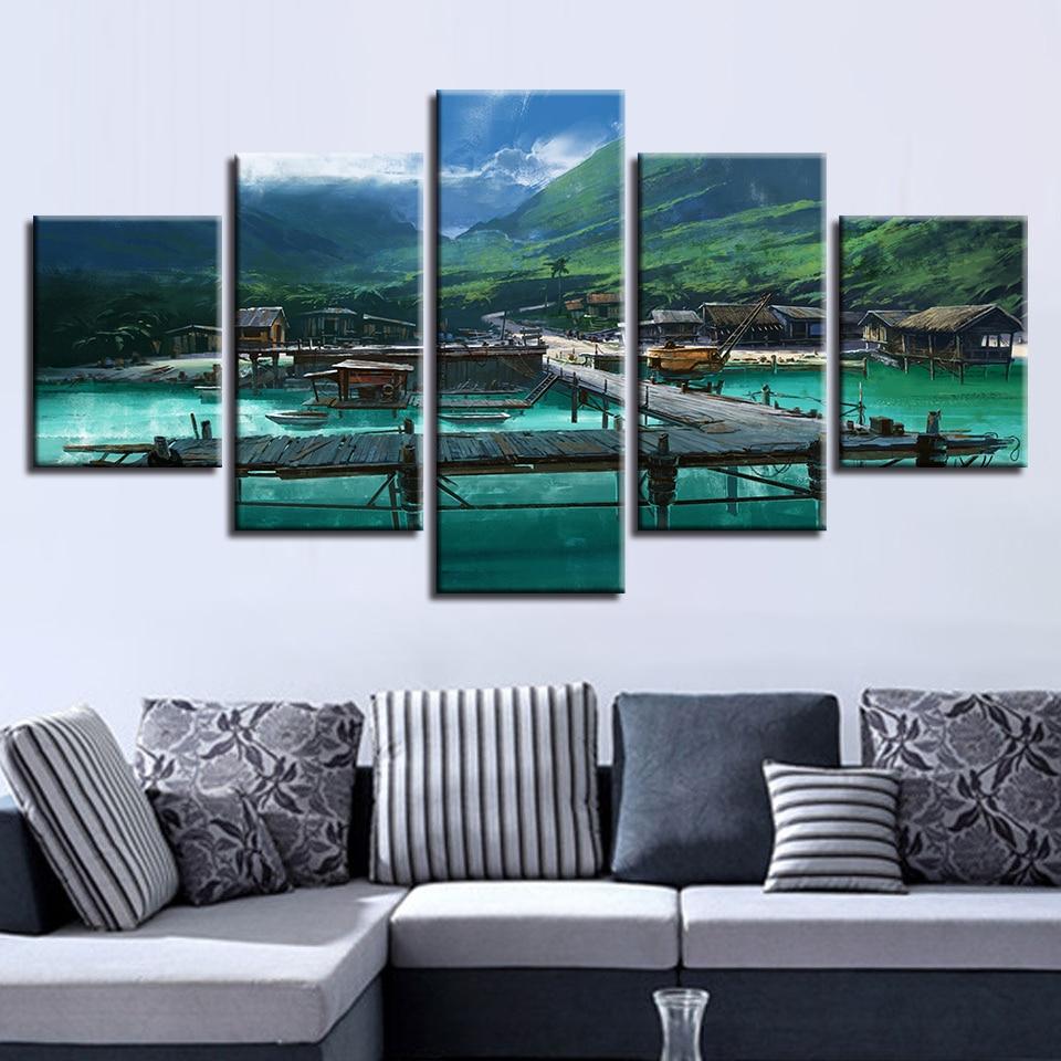 Bridge 32 - Nature 5 Panel Canvas Art Wall Decor Bridge 32 - Nature 5 Panel Canvas Art Wall Decor