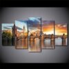 Bridge Building 02 - Nature 5 Panel Canvas Art Wall Decor