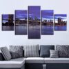 Bridge Building Night 9 - Nature 5 Panel Canvas Art Wall Decor