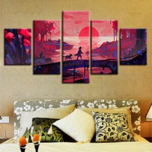 Bridge Moon - Abstract 5 Panel Canvas Art Wall Decor