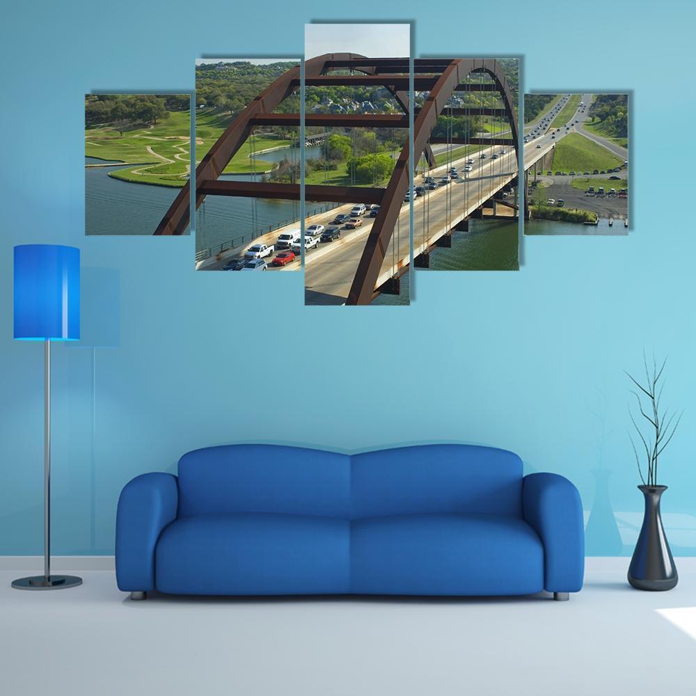 Bridge Of Austin Texas - Nature 5 Panel Canvas Art Wall Decor Bridge Of Austin Texas - Nature 5 Panel Canvas Art Wall Decor
