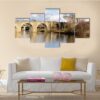 Bridge Over Lake In France - Nature 5 Panel Canvas Art Wall Decor