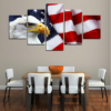 Bright Eagle American Flag - Animal 5 Panel Canvas Art Wall Decor