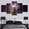 Bright Morning Fanciful Forest - Nature 5 Panel Canvas Art Wall Decor