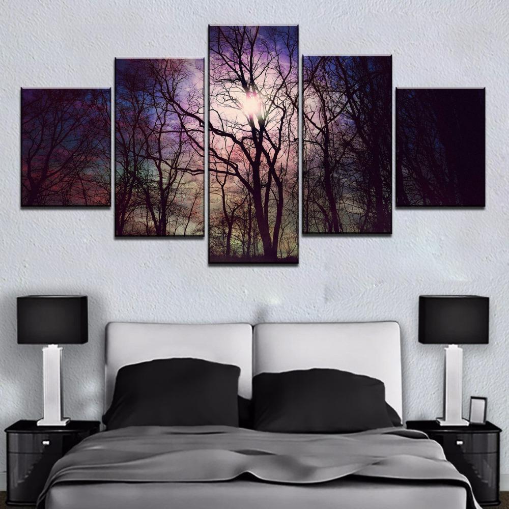 Bright Morning Fanciful Forest - Nature 5 Panel Canvas Art Wall Decor Bright Morning Fanciful Forest - Nature 5 Panel Canvas Art Wall Decor