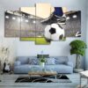 Bright Soccer Kick - Sport 5 Panel Canvas Art Wall Decor
