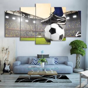 Bright Soccer Kick - Sport 5 Panel Canvas Art Wall Decor