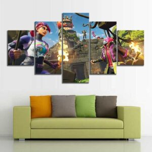 Brite Bomber Drift Rex - Gaming 5 Panel Canvas Art Wall Decor