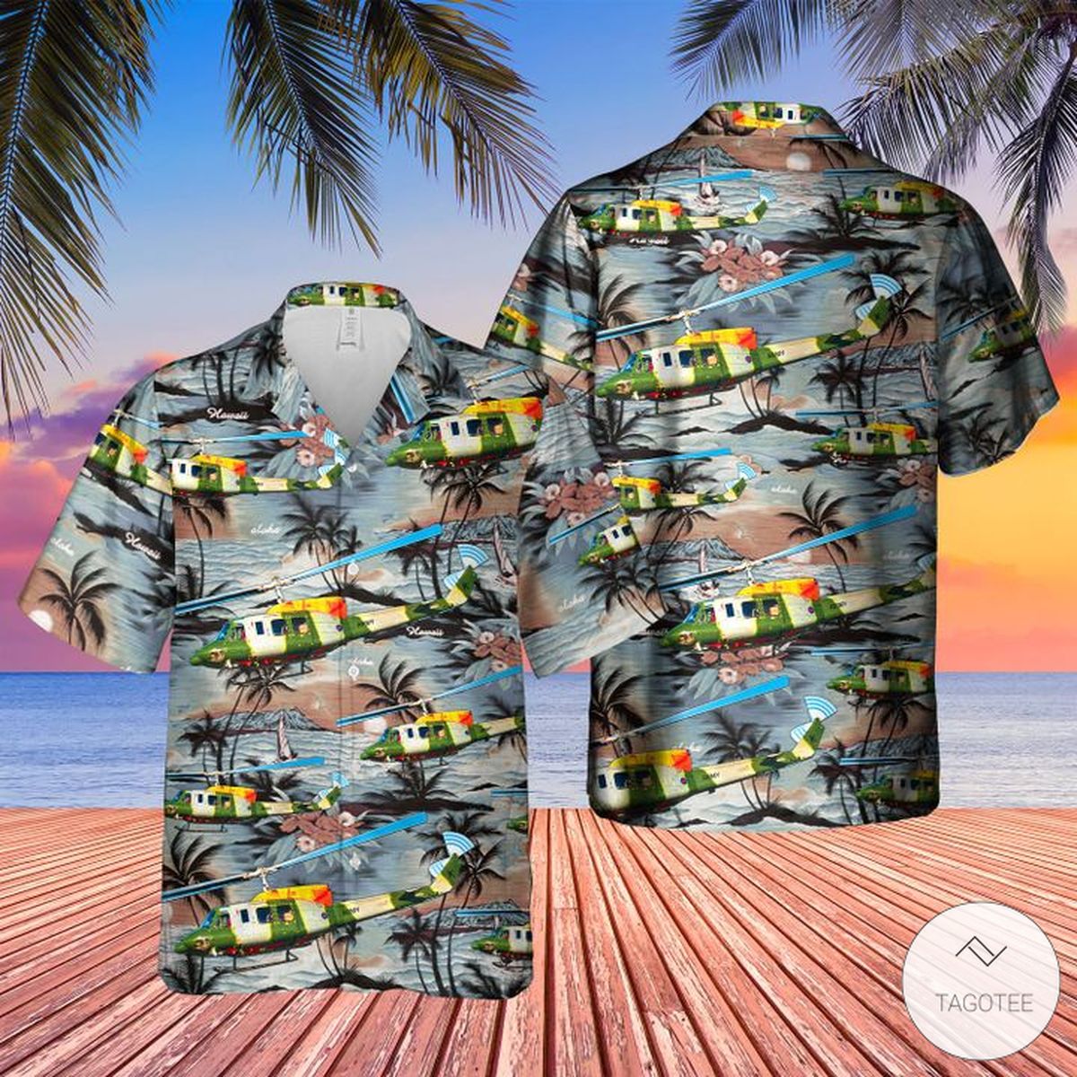 British Army Bell 212 Helicopter Hawaiian Shirt British Army Bell 212 Helicopter Hawaiian Shirt