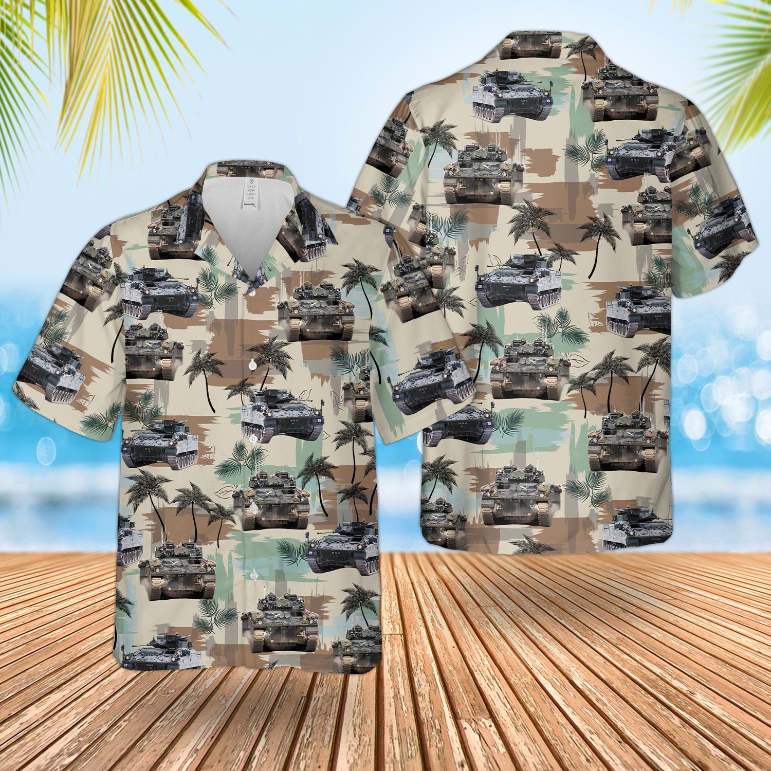 British Army Warrior Tracked Armoured Vehicle Hawaiian Shirt British Army Warrior Tracked Armoured Vehicle Hawaiian Shirt