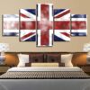British Flag 3 - Abstract 5 Panel Canvas Art Wall Decor