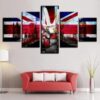 British Flag And Victory Sign Building - Abstract 5 Panel Canvas Art Wall Decor