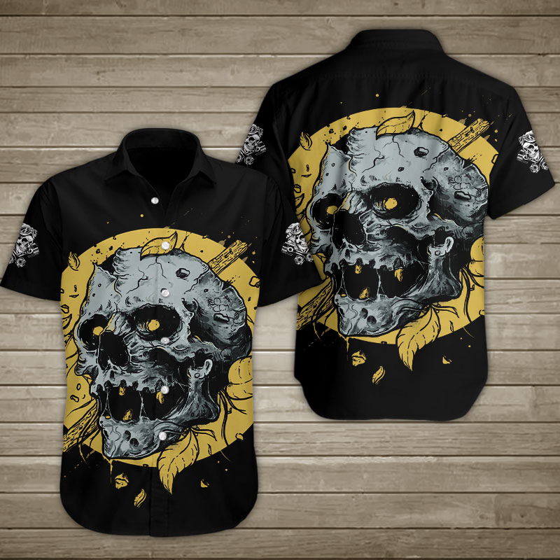 Broken Skull Hawaiian Shirt Summer Button Up Broken Skull Hawaiian Shirt Summer Button Up