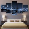 Brooklyn Bridge City Night View - Nature 5 Panel Canvas Art Wall Decor