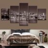Brooklyn Bridge New York City - Nature 5 Panel Canvas Art Wall Decor