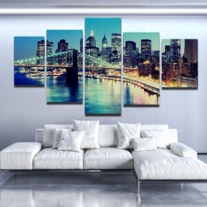 Brooklyn Bridge - Nature 5 Panel Canvas Art Wall Decor