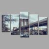 Brooklyn New York City Bridge - Nature 5 Panel Canvas Art Wall Decor