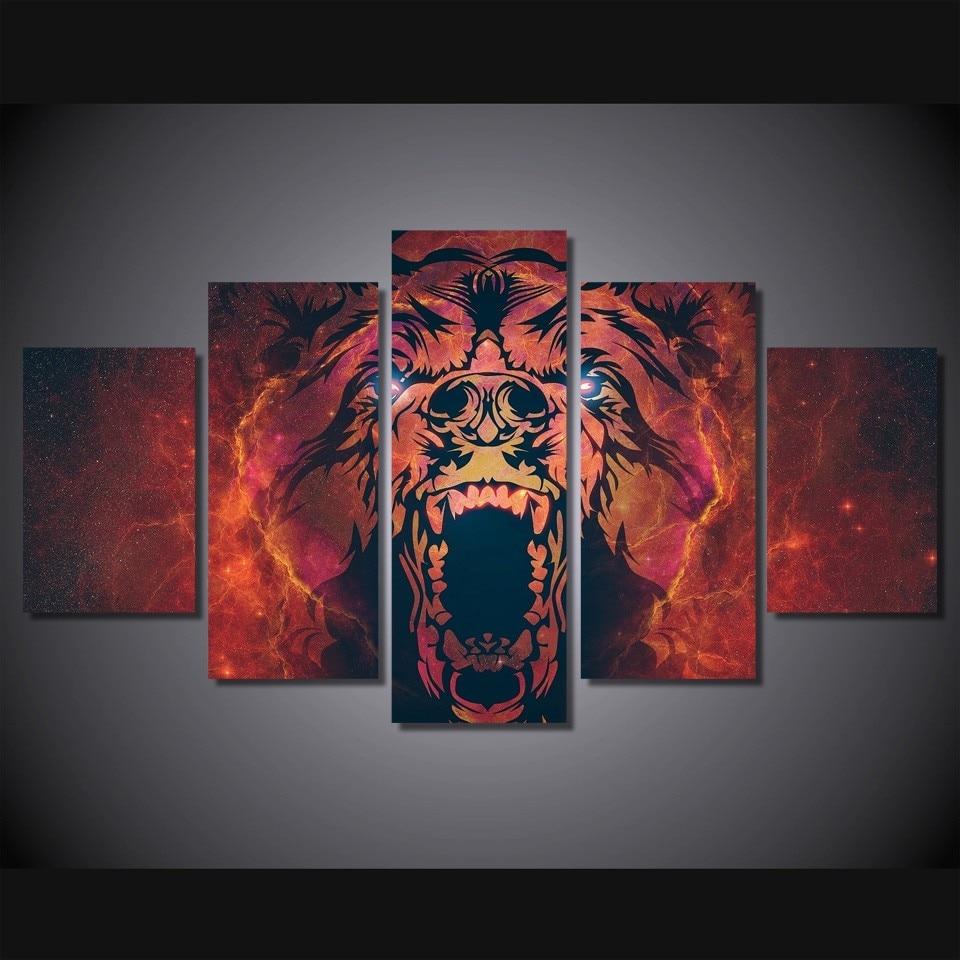 Brown Bear - Animal 5 Panel Canvas Art Wall Decor Brown Bear - Animal 5 Panel Canvas Art Wall Decor