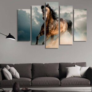 Brown Horse 01 - Animal 5 Panel Canvas Art Wall Decor