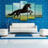 Brown Running Horse - Animal 5 Panel Canvas Art Wall Decor
