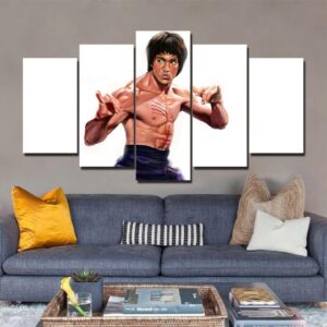 Bruce Lee 03 - Famous Person 5 Panel Canvas Art Wall Decor