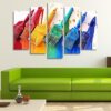 Brush Color Paint - Abstract 5 Panel Canvas Art Wall Decor