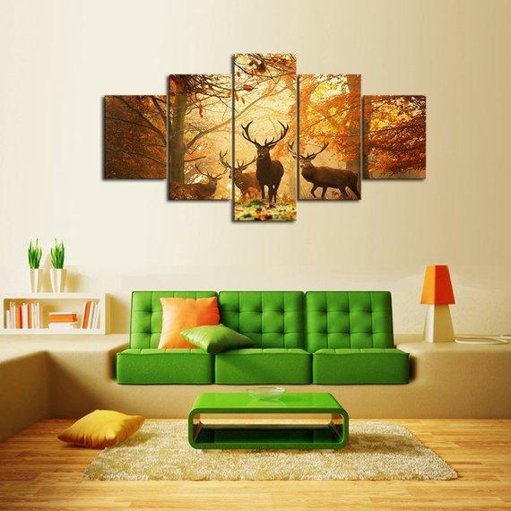 Buck Fever - Animal 5 Panel Canvas Art Wall Decor Buck Fever - Animal 5 Panel Canvas Art Wall Decor