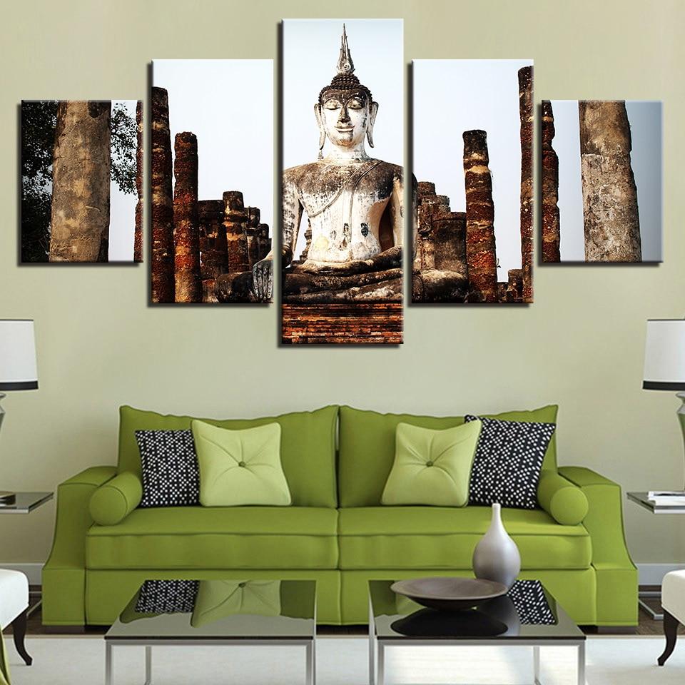 Buddha 34 - Religion 5 Panel Canvas Art Wall Decor Buddha 34 - Religion 5 Panel Canvas Art Wall Decor