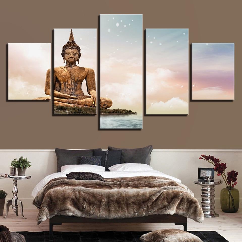 Buddha 36 - Religon 5 Panel Canvas Art Wall Decor Buddha 36 - Religon 5 Panel Canvas Art Wall Decor