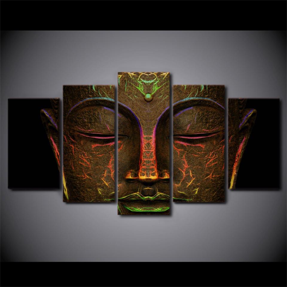 Buddha 55 - Religion 5 Panel Canvas Art Wall Decor Buddha 55 - Religion 5 Panel Canvas Art Wall Decor